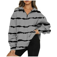 Pulover džemperi za žene casual opuštena fit četvrt-zip dukserica s dugim rukavima ovratnik rever rever