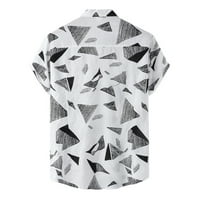 Sleeve sa spuštenim kratkim kratkim ovratnikom Jedna majica Geometrijska tiskana majica muške majice