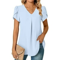 Žene Ljetna modna šifonska majica V-izrez kratkih rukava Tunne tajice Jednostavna ulična odjeća