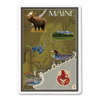 Mapa i ikone Maine, The Releter Press, Premium Igranje kartice, Paluba za karticu s jokerima, USA izrađena