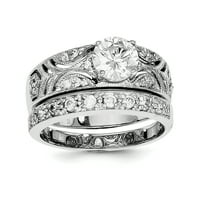 Sterling srebrni kubični cirkonijski čisti središnji okrugli vjenčani prsten
