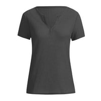 Ženska modna čvrsta boja V-izrez Casual majica kratkih rukava Top