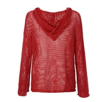 Pergaug džemperi za žene od vunene pletene vanjsko nošenje zaštite od sunca pleteni kapuljač tanka labav