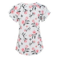Pletena bluza za žene tiskane V izrezom Dvostruki sloj Loop top majica s rukavima s rukavima slatkim