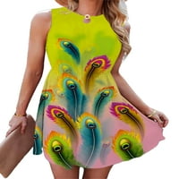 Sanviglor Ladies Tanges Haljine bez rukava Summer Beach Sandress cvjetni print Mini haljina labavi odmor 8153- 2xl