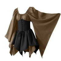Yuwull haljine Ljetna haljina Žene Kostimi Gothic Retro dugih rukava Dresses Dugi rukav Okrugli vrat