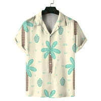 FSQJGQ muške havajske majice Ljetni modni print casual gumb dolje majice kratka rukava rever majica