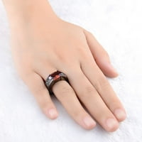 Toyella Ruby Black Gold Zircon prsten za zabavu Prsten crveni 12