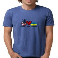 Cafepress - Mir Love Ukrajina Ukrajinska zastava I štand majica - Muška majica TRI-Blend