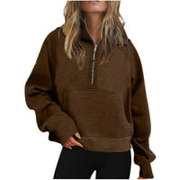 Žene Pola zip obrezane dukseve Fleece Quart up up pulover Dukseri Zimska odjeća Outfits džemper kaput