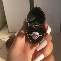Yinguo klasični minđušeći temperament slatkog svjetla i jednostavan dijamantski ružičasti ljubavni prsten platinati dijamantni prsten 8