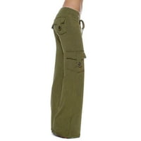 Terrozne hlače Žene Stretch tipka za struku dole teretne hlače Ležerne prilike labave hlače Široke noge