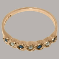 British Cursed 18K Rose Gold kultivirani biser i safirni prsten Ženski vječni prsten - Veličine opcije