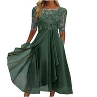 Ženska dužina čaja Vez čipka čipke šifonske haljine Držite poslovne casual haljine za žene ljetne ženske