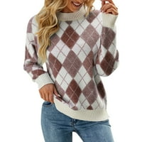 Vučeni pleteni pleteni džemperi za žene čvrste boje pletene zimske vrhove dugih rukava Crewneck skakači