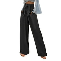 Ženske hlače Casual Solid Color Labavi džepovi Elastični pojas Struk duge pantalone Teretne hlače