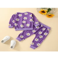 Meihuida beba Dvije odijelo okrugli vrat dugih rukava pulover cvjetni uzorak koji odgovara elastičnim