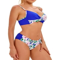 Qiylii Women Bikini set, lišće cvijeća Ispis grudnjaka sa niskim kratkim za struk Ljetni kupaći kupaći