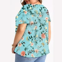 Ženska plus veličina Ljetna nabora za majicu kratkih rukava s kratkim rukavima Labave casual v-izrez