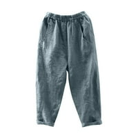 Tiqkatyck pantalone sa džepovima za žene posteljine kapri hlače za žene visoke struk široke noge joga
