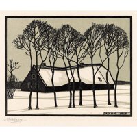 Julie de Graag Black Ornate uokviren dvostruki matted muzej umjetnosti pod nazivom: Farma u snijegu