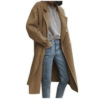 Zimski kaputi za žene toplo grudi FAU vunene kaputene vunene kapute jakne rever slim dugačak kaput