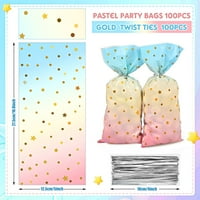 Pajenske pastelne celofanske torbe Rainbow Party Favors Bag Star Dot Tretirajte Goodie Candy Plastični