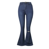 Žene Flare Jeans Fashion Full-Duljina Žene Traperice Visoki struk Žene Ripped traperice Traperice Ležerne