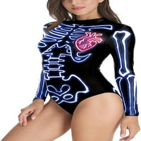 Vremenska vještica za Halloween Digitalni kostur uski jednodijelni kupaći kostim sa zip-leđima