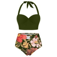 Fanxing Womens Halter Crt Crt Symsuits Poizišta Podstavljena dva kupaća odijela Gravice Vrhovi Bikini