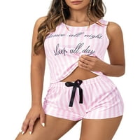 Luxplum dame za spavanje snimke za spavanje CREW VRETANJE Striped pidžame setovi Baggy Outfits Ljetni