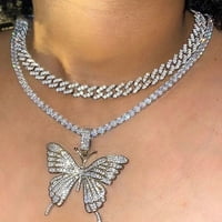 Jwer velika leptir ogrlica za žene kubanskog dvostrukog lana lanca za lančana rezervat ogrlicu Luksuz