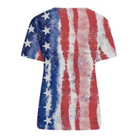 Bluze SKSLOEEG za ženu Women Plus size American Flag Majica Patriotsko kratki rukav Tee USA zastava