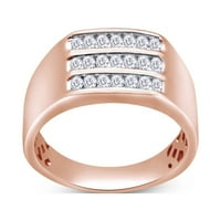14k Rose Gold Carat CT.T.W Bijeli prirodni dijamantski kanal Set Trodne vjenčani prsten za vjenčanje za muškarce Veličina zvona-12