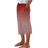 GUZOM CAPRI Hlače za žene - sa džepovima tiskane široke pantalone za noge crvene veličine m