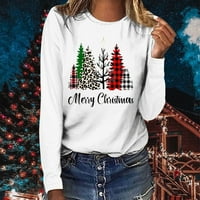 Prodaja Ženska božićna majica s dugim rukavima Božićno stablo Grafičko pismo Ispišivši okrugli vrat