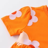 Tosmy haljine za djevojčice Toddler Girl Cvjetni print ruffle obloge vrata posada flared linije haljina