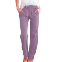 Široke pantalone za noge elastične strugove za žene za žene sa džepovima čistog kotloškog crteža Comfy