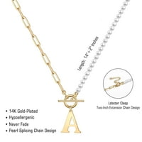 Zlatna početna biserna ogrlica za žene 14K pozlaćeni paperclip link lanac ogrlica Choker toggle kopča