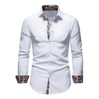 Amidoa Slim Fit T majice za muškarce Modni gumb s dugim rukavima dolje haljina Klasična fit formalna