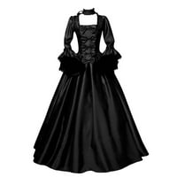 Strugten žene Vintage Retro gotičke haljine s dugim rukavima Duge haljine haljine za žene