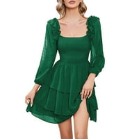 Midi haljine za žensku sezonu haljina haljina šifonske haljine Ležerne prilike dugih rukava Square Crat