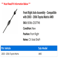 Sklop prednje desne osovine - kompatibilan sa - Toyota Matri AWD 2005