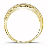 Dijamantna ponuda 10KT Žuta zlatna mens okrugla Diamond Wedding Scaloped Edge Prsten CTTW