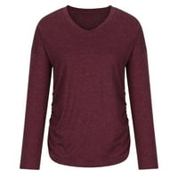 Dugi rukav V-izrez čvrsti pulover seksi zimske bluze za žene čišćenje crvene veličine l