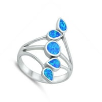 Elegantni prsten za omot za perje. Sterling srebrna pojas plava kubična cirkonija nakit ženski veličine