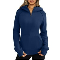 Zip up dukseli za žene V izrez dugih rukava tunika puloverske dukseve slim fleece Work Tops džep u trendovskim