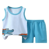 Outfit za bebe crtane odjeće za debljinu prsluk bez rukava na rukavima dinosaurske dječake + kratke
