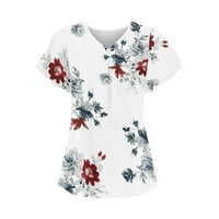 Ženske majice vrhovi za žene cvjetna print Crewneck casual bluza plutala kratki rukav labav majica s