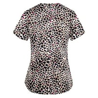 Grafički printova s ​​kratkim rukavima Bluza Radna odjeća Modni V-izrez za žene Leopard Print 4XL